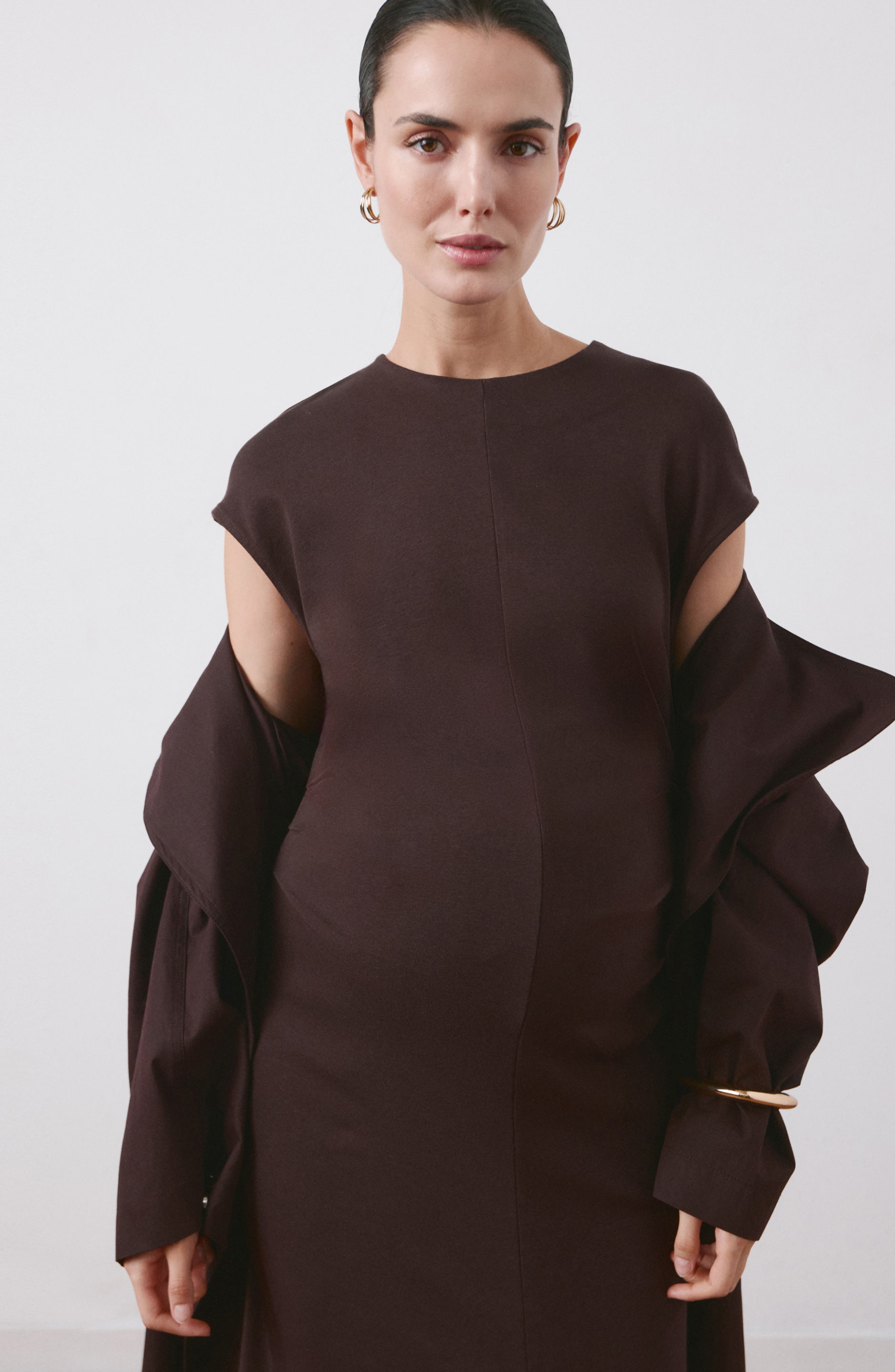 Pleated Dolman Sleeve Cotton Maternity Dress - image 2