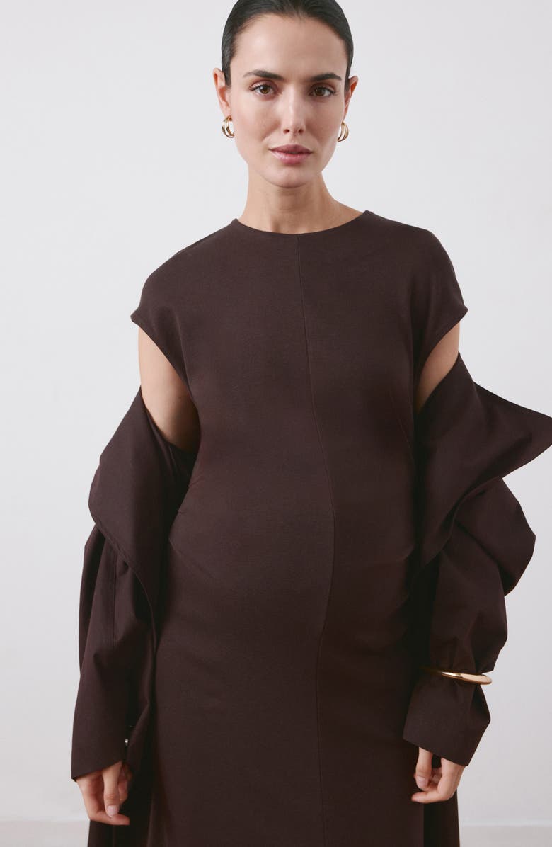 MANGO Pleated Dolman Sleeve Cotton Maternity Dress, Alternate, color, 