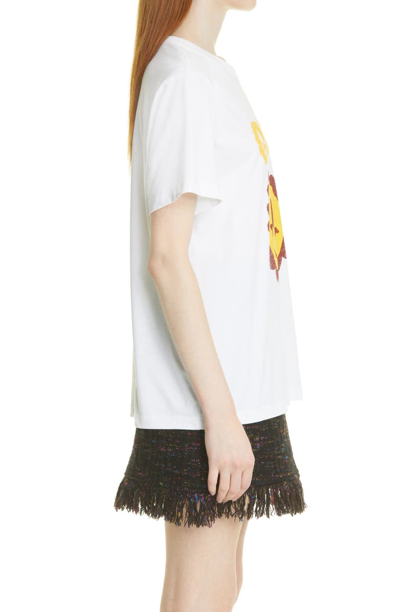 Ganni Smiley Flower Graphic Organic Cotton Tee, Alternate, color,