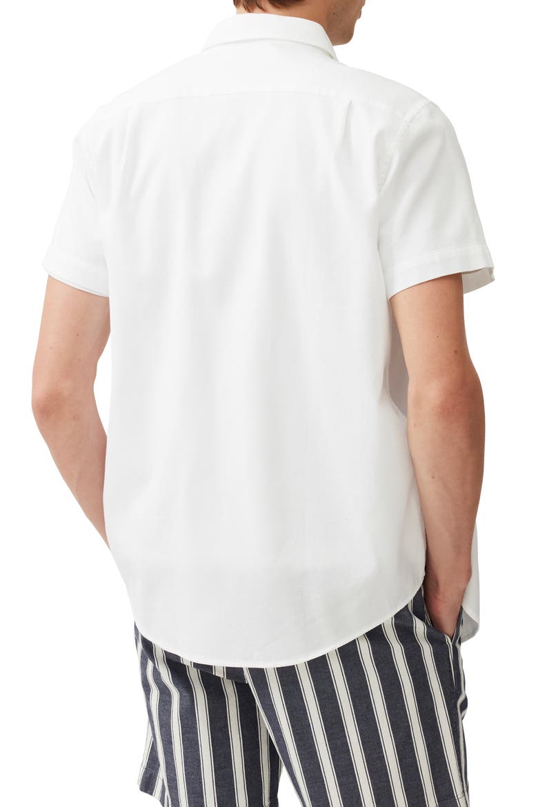 Airtex Short Sleeve Cotton Button-Up Shirt, Alternate, color, BLANC