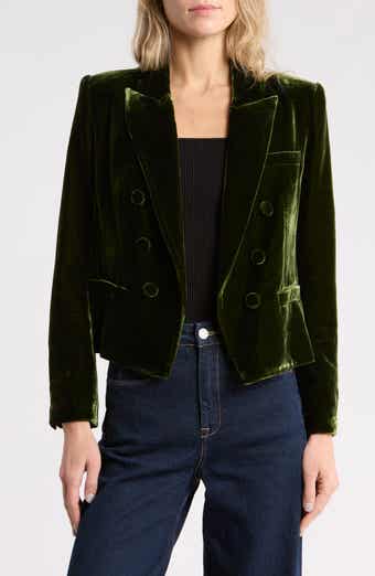 Brooke Double Breasted Cropped Velvet Blazer