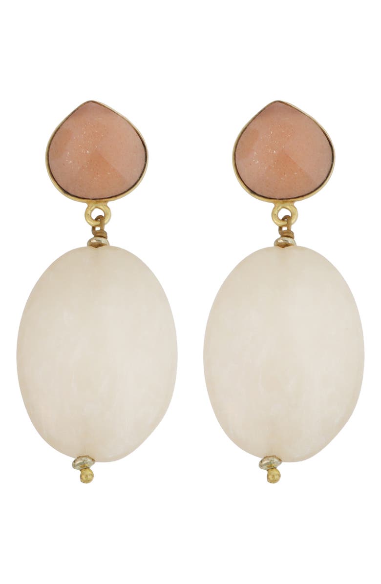 Panacea Oval Stone Drop Earrings, Main, color, Ivory