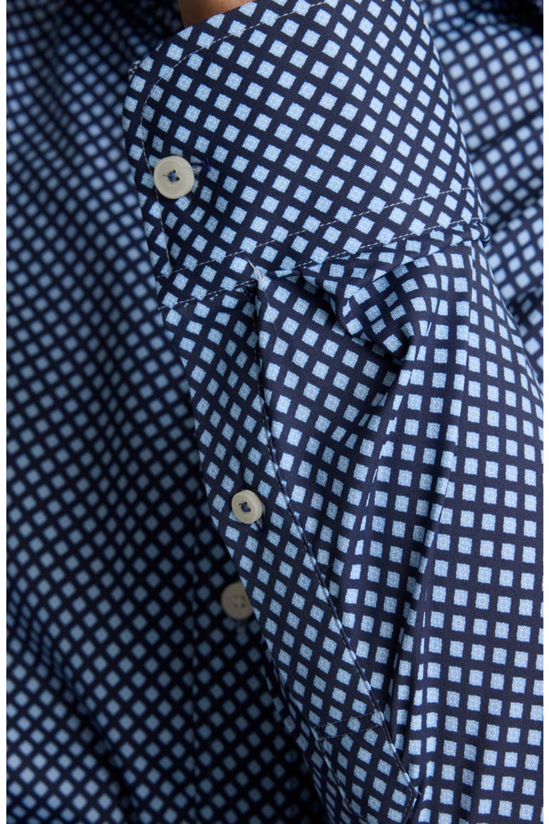 Marshall Geo Print Performance Button-Up Shirt, Alternate, color, NAVY