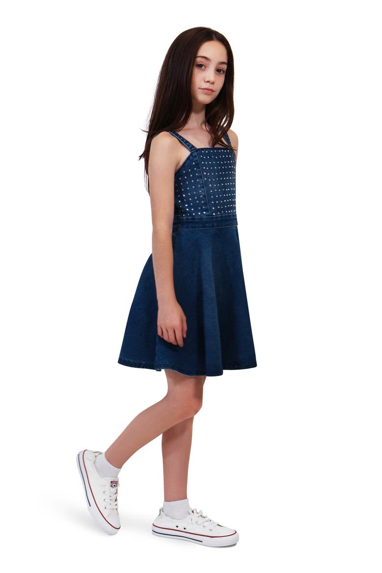 Kids' Studded Denim Dress, Alternate, color, DENIM