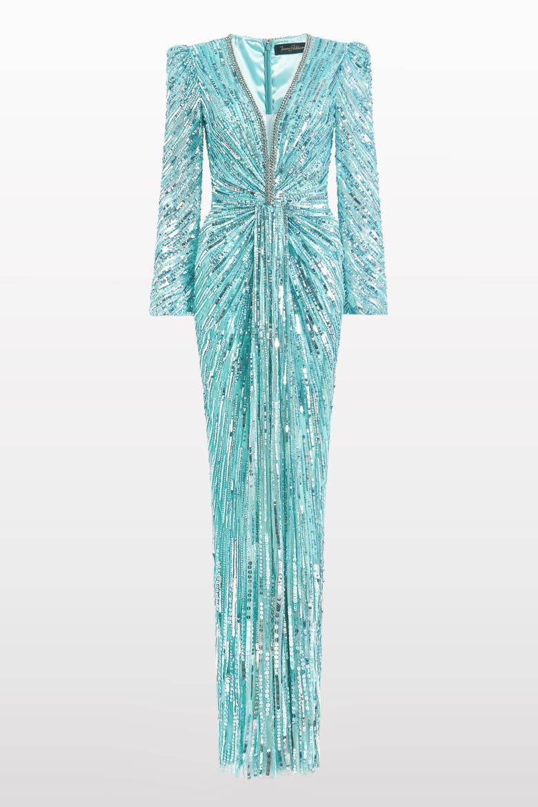 Darcy Sequin-Embellished Dress, Alternate, color, Caribbean Turquoise