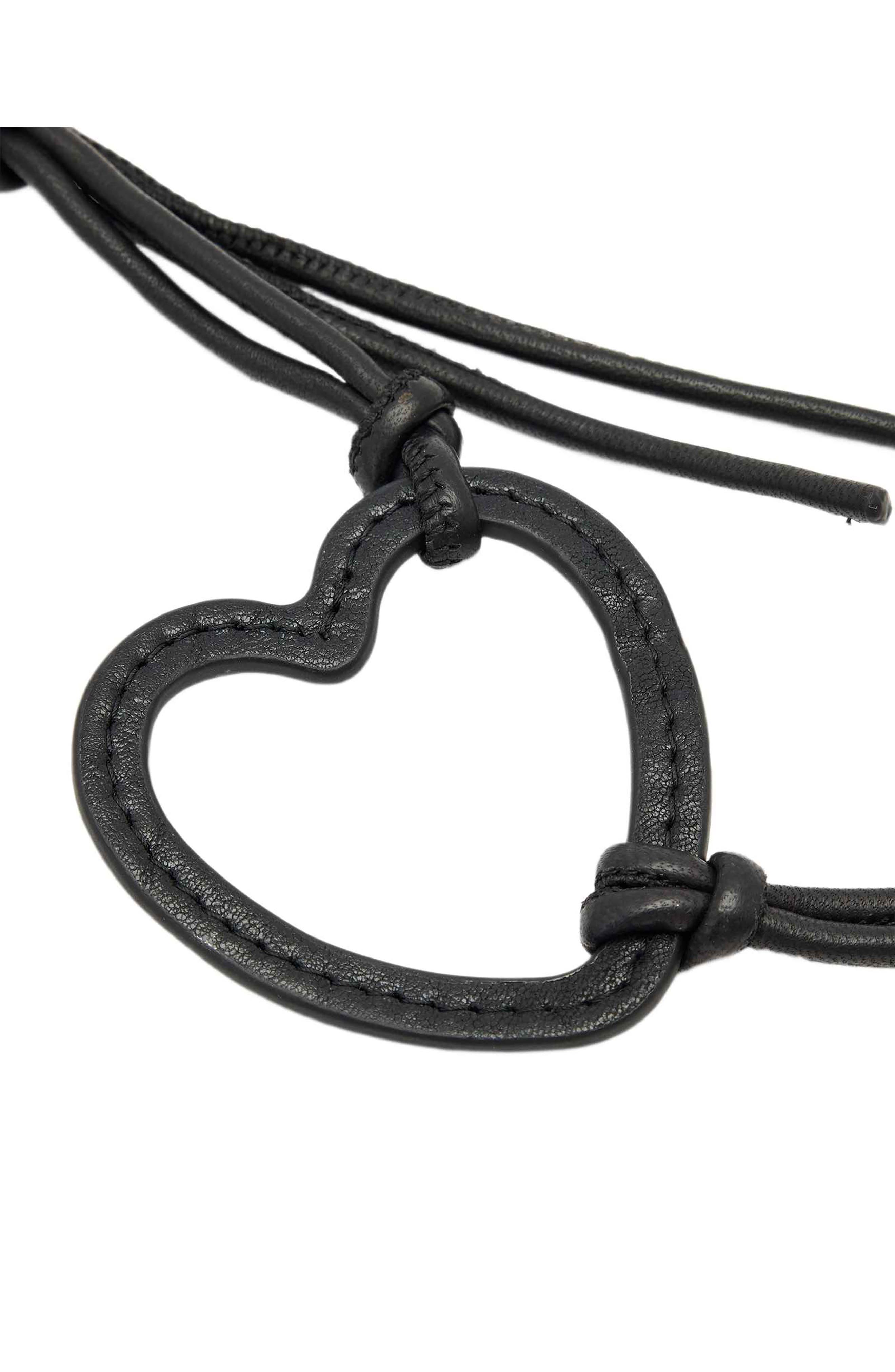 Heart Leather Bag Charm, Alternate, color, BLACK