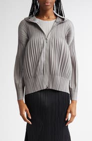 Pleats Please Issey Miyake Pleated Zip Front Hoodie