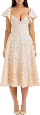 HOUSE OF CB Amaya Flutter Sleeve Lace Midi Dress