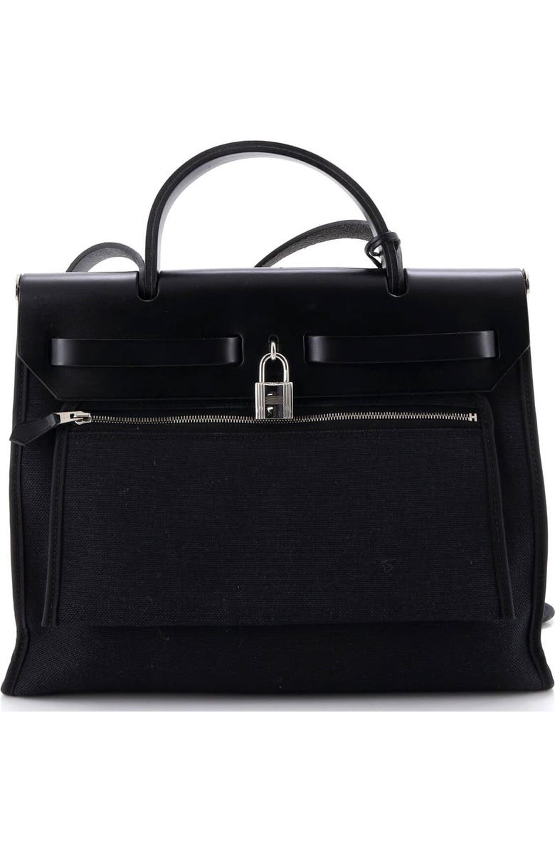 Pre-Owned Hermes Herbag Zip Leather and Toile 31, Alternate, color, Noir