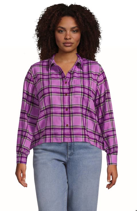 Plus Size Cropped Flannel Shirt