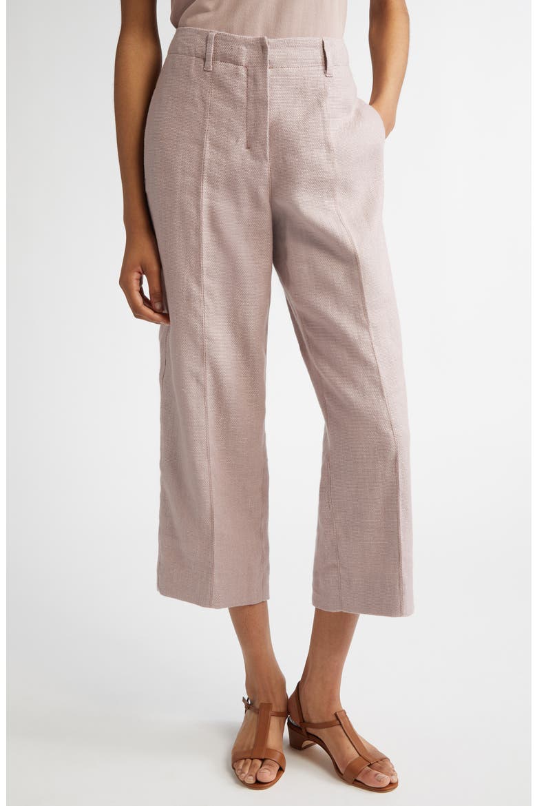 Marco Stretch Linen & Cotton Crop Pants, Main, color, PINK
