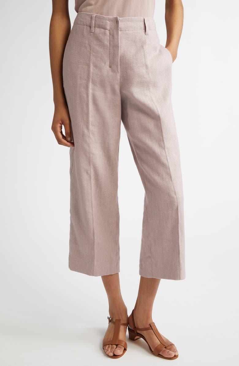 Max Mara Marco Stretch Linen & Cotton Crop Pants, Main, color, Pink