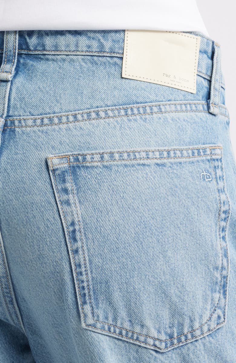 Logan Distressed Mid Rise Wide Leg Jeans