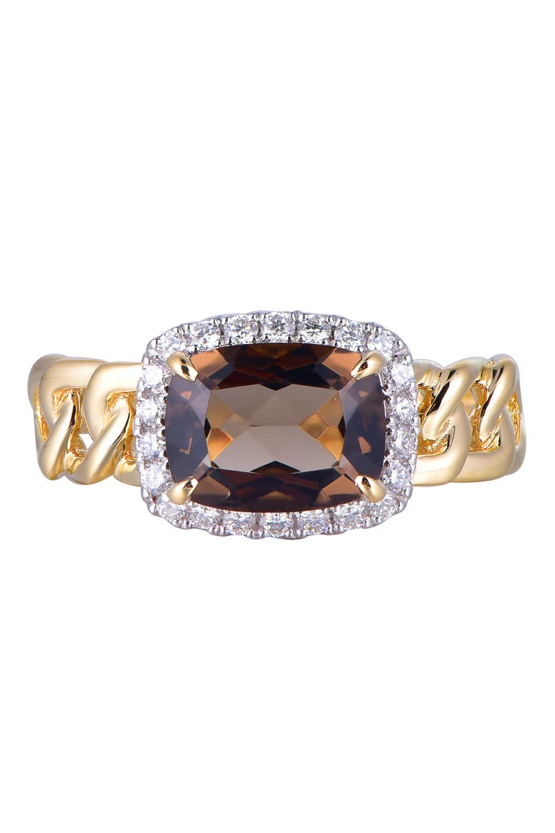 Smoky Quartz Ring with Diamonds, Alternate, color, Brown