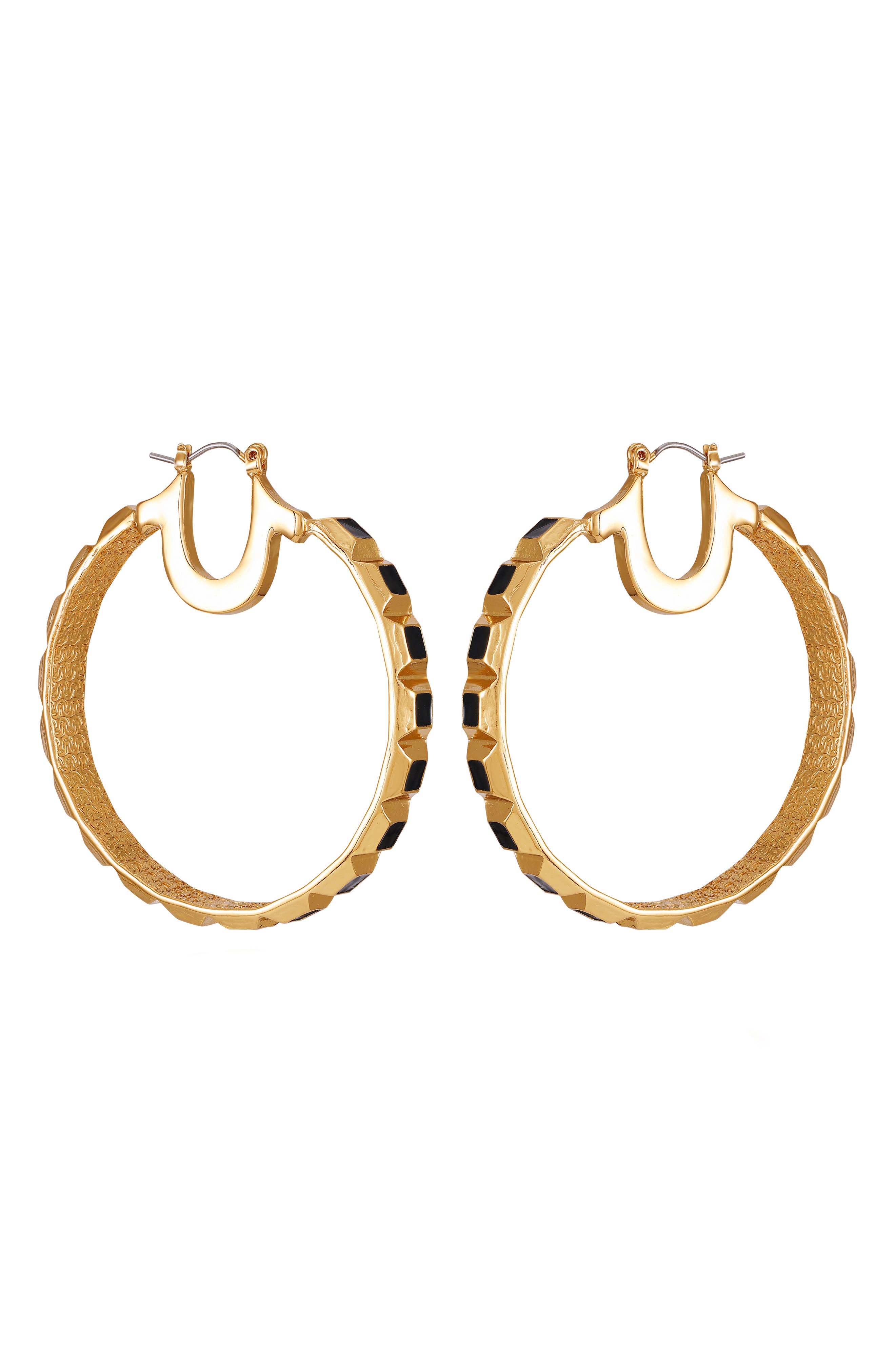True Religion Enamel Hoop Earrings