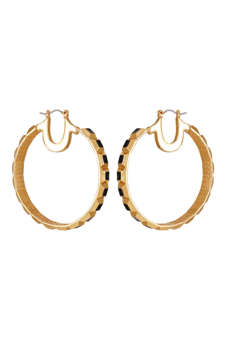 Enamel Hoop Earrings, Main, color, GOLDTONE
