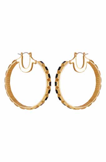 True Religion Enamel Hoop Earrings