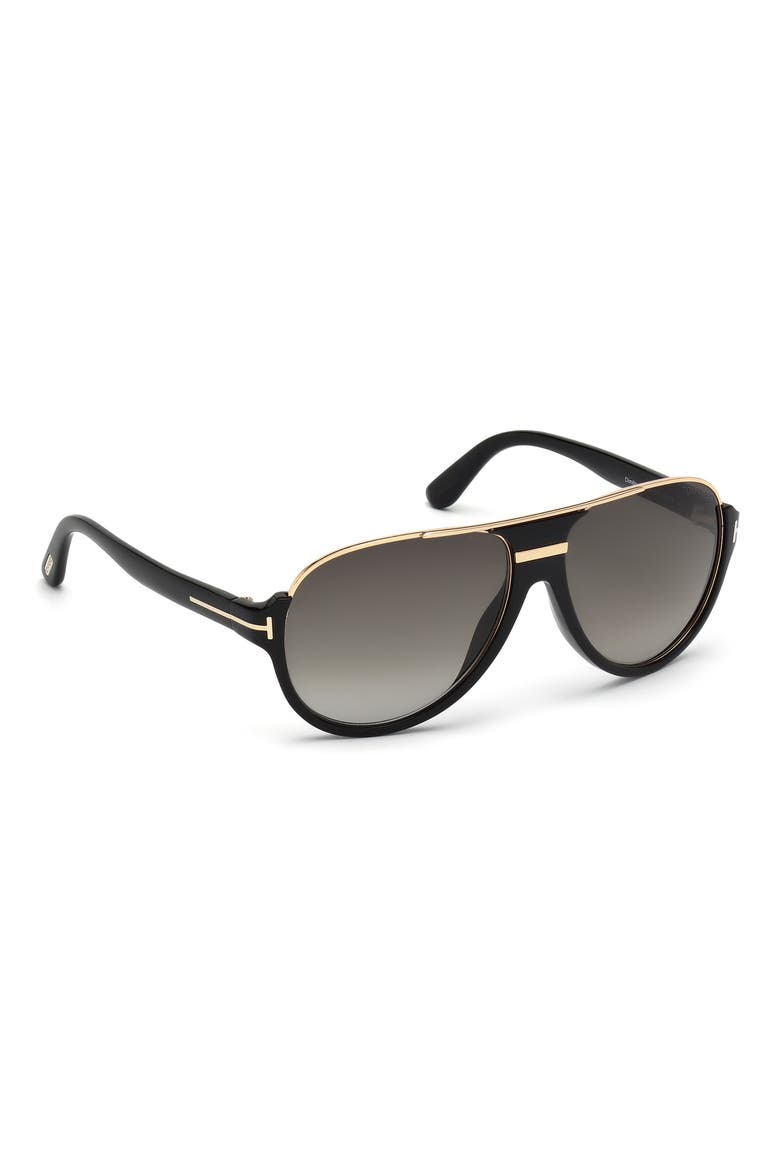 'Dimitry' 59mm Aviator Sunglasses, Main, color, SHINY BLACK/ SHINY ROSE GOLD