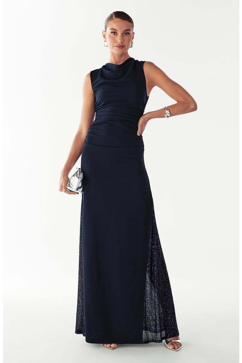 Avena Maxi Dress, Alternate, color, Navy Blue