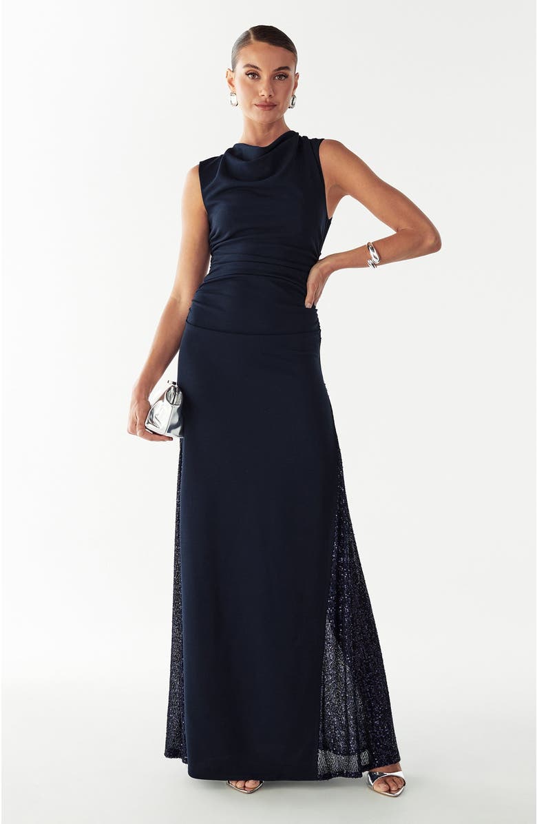 BWLDR Avena Maxi Dress, Alternate, color, Navy Blue