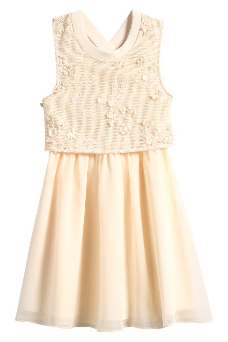 Kids' Gianna Floral Embroidered Dress, Main, color, NEUTRAL