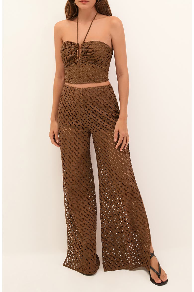Venice Wide Leg Cotton Cover-Up Pants, Main, color, BROWN
