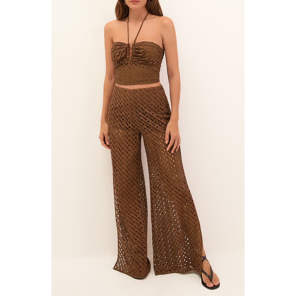 Vix Paula Hermanny Venice Wide Leg Cotton Cover-up Pants In Brown