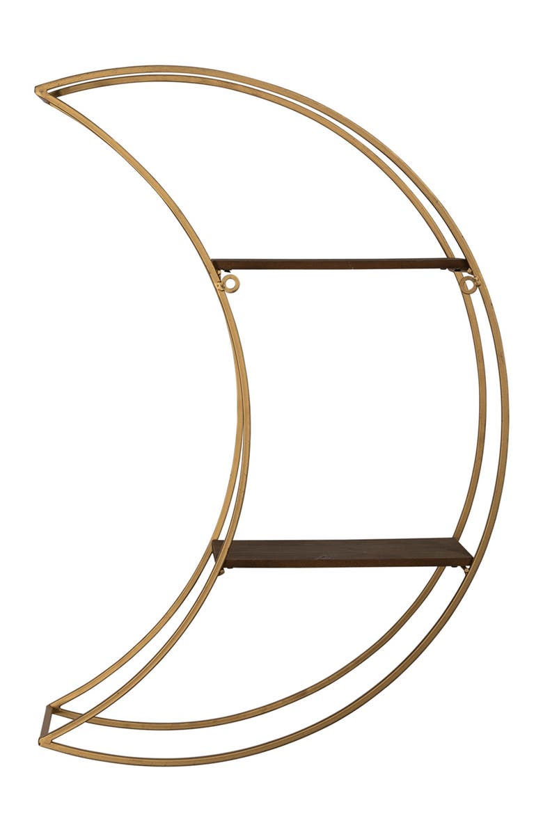 STRATTON HOME DECOR Gold Moon Wall Shelf, Alternate, color, 