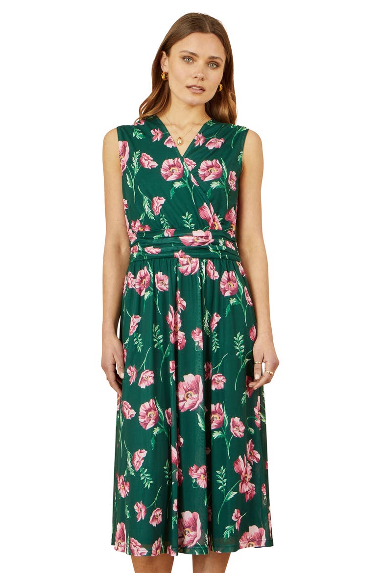 Mesh Stretch Midi Dress, Alternate, color, Green
