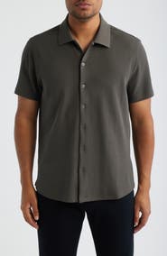 Robert Barakett Sorrell Short Sleeve Cotton Piqué Button-Up Shirt