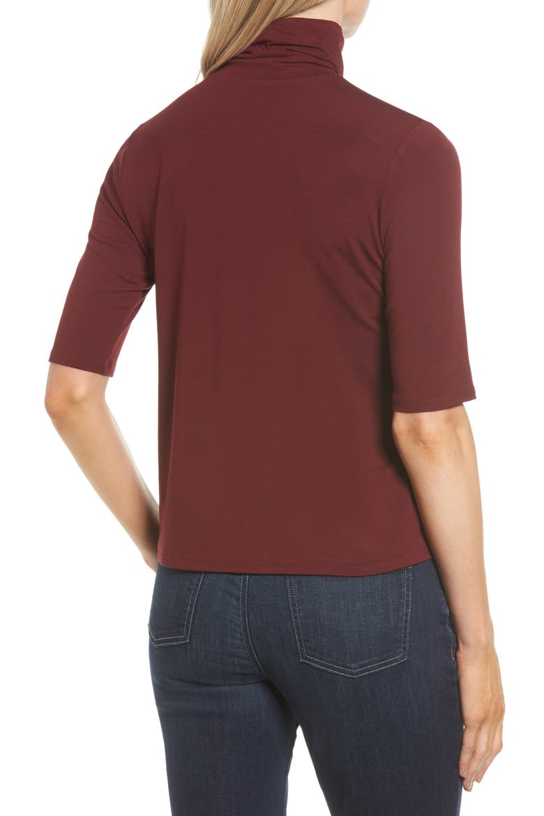 Scrunch Neck Jersey Top, Alternate, color, CLARET