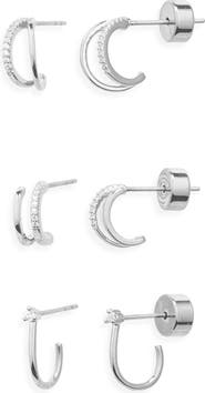 Nordstrom Set of 3 Demi Fine Dainty Huggie Hoop Earrings