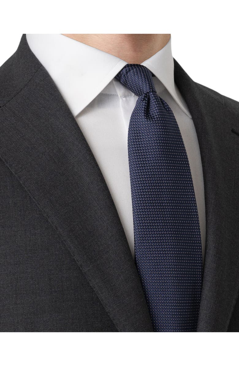 Eton Textured Solid Silk Tie, Alternate, color, Navy