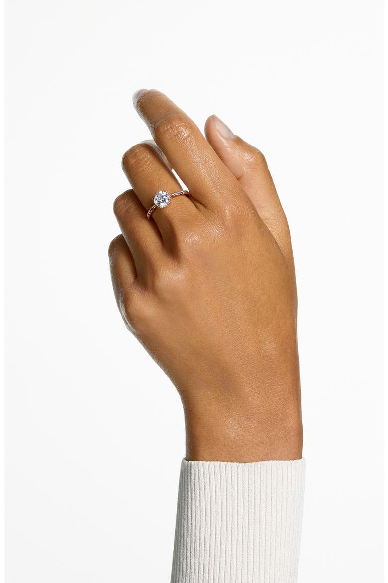 Stilla Crystal Cocktail Ring, Alternate, color, CRYSTAL/ ROSE GOLD