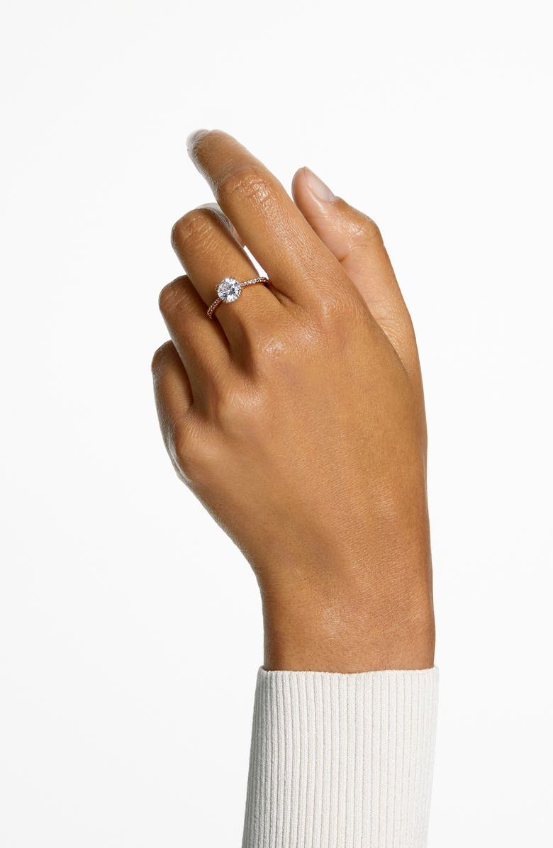 Swarovski Stilla Crystal Cocktail Ring, Alternate, color, Crystal/ Rose Gold