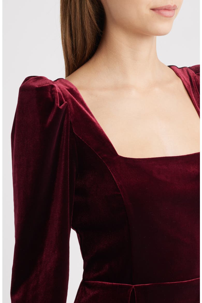 Skye Long Sleeve Velvet Cocktail Minidress, Alternate, color, BURGUNDY