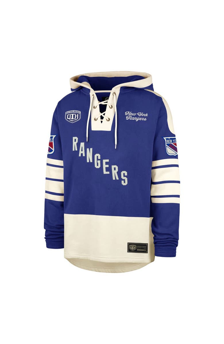 '47 Men's '47 Blue New York Rangers Blue Line Heritage Lacer Pullover Hoodie, Alternate, color, Blue