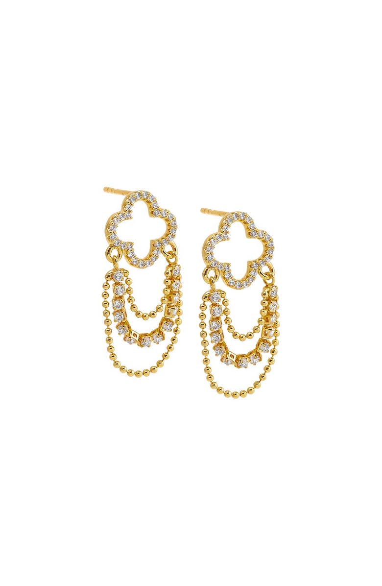 BY ADINA EDEN Pave Cutout Clover Drop Tennis & Chain Stud Earring, Main, color, 