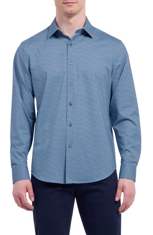 Bugatchi James Ooohcotton® Herringbone Button-up Shirt In Blue