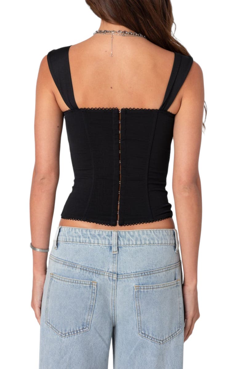 EDIKTED Marcella Mesh Corset Tank, Alternate, color, Black