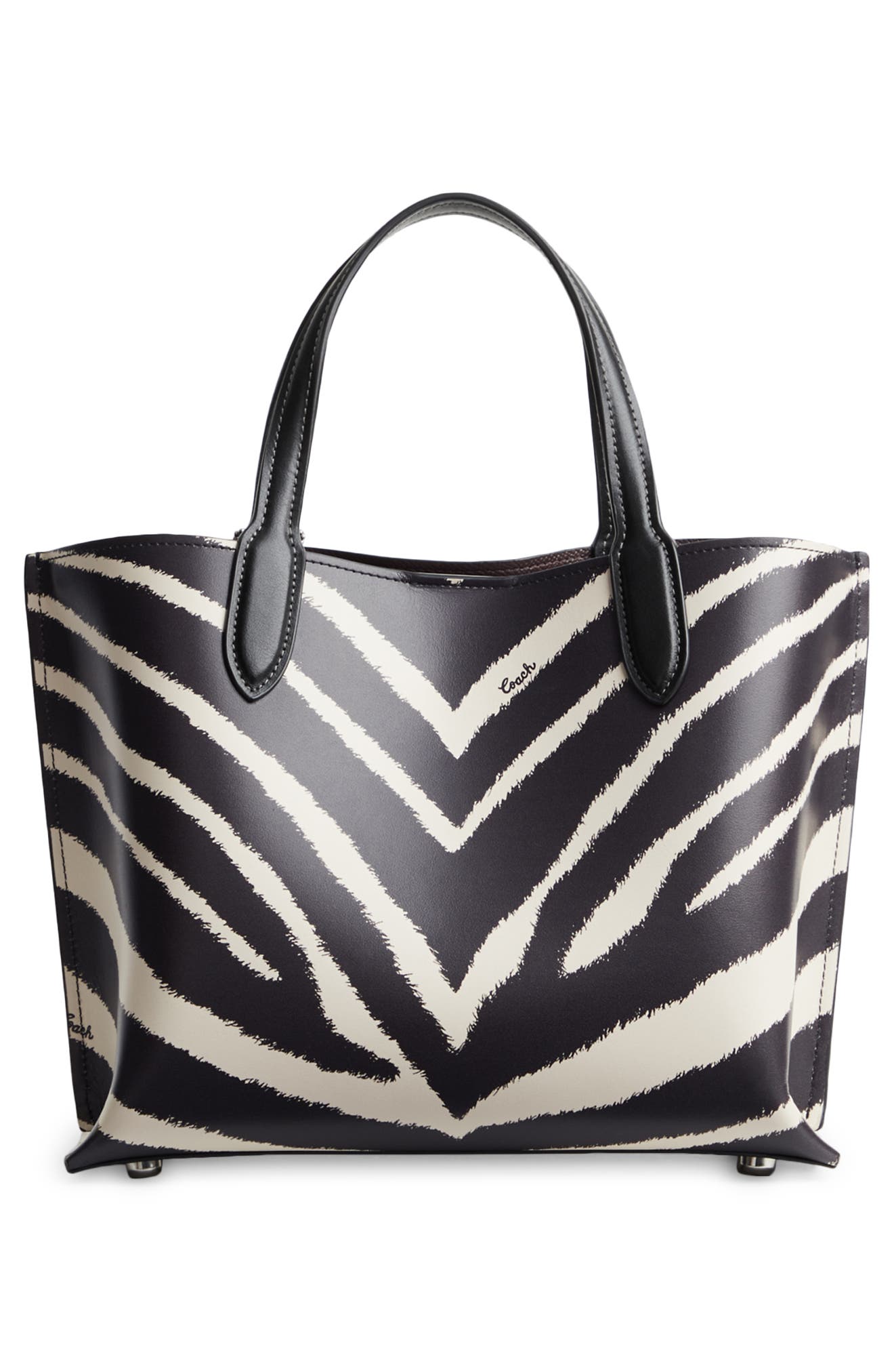 COACH Willow Zebra Print Leather Tote, Alternate, color, 