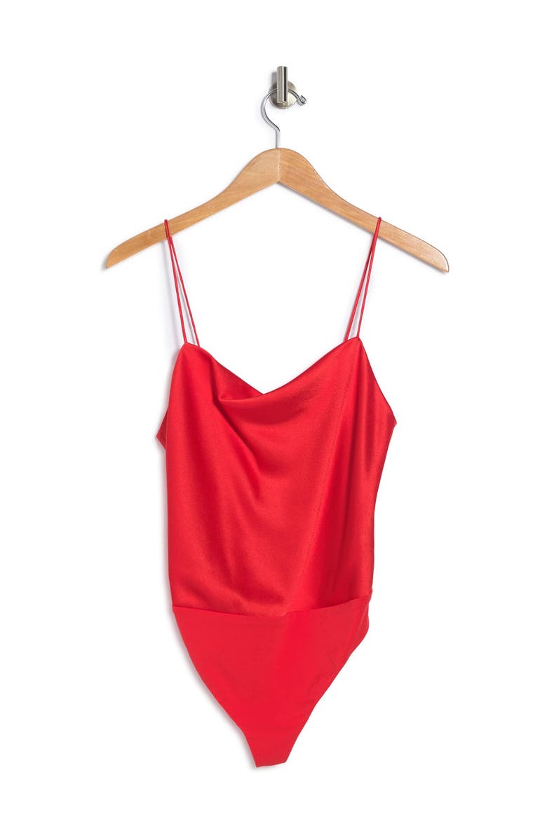 Alice + Olivia Harmon Satin Bodysuit, Main, color, 