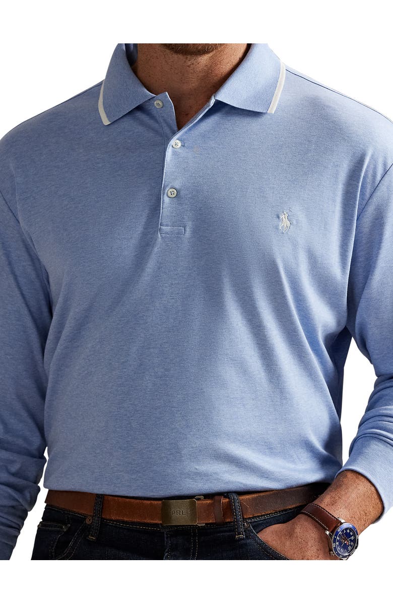 Polo Ralph Lauren Big & Tall Long-Sleeve Polo Shirt, Alternate, color, Isle Heather