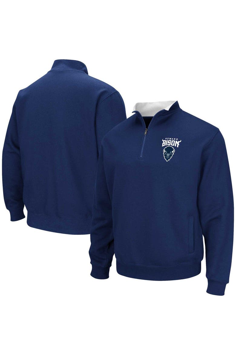 Men's Colosseum Navy Howard Bison Tortugas Quarter-Zip Sweatshirt, Main, color, Navy