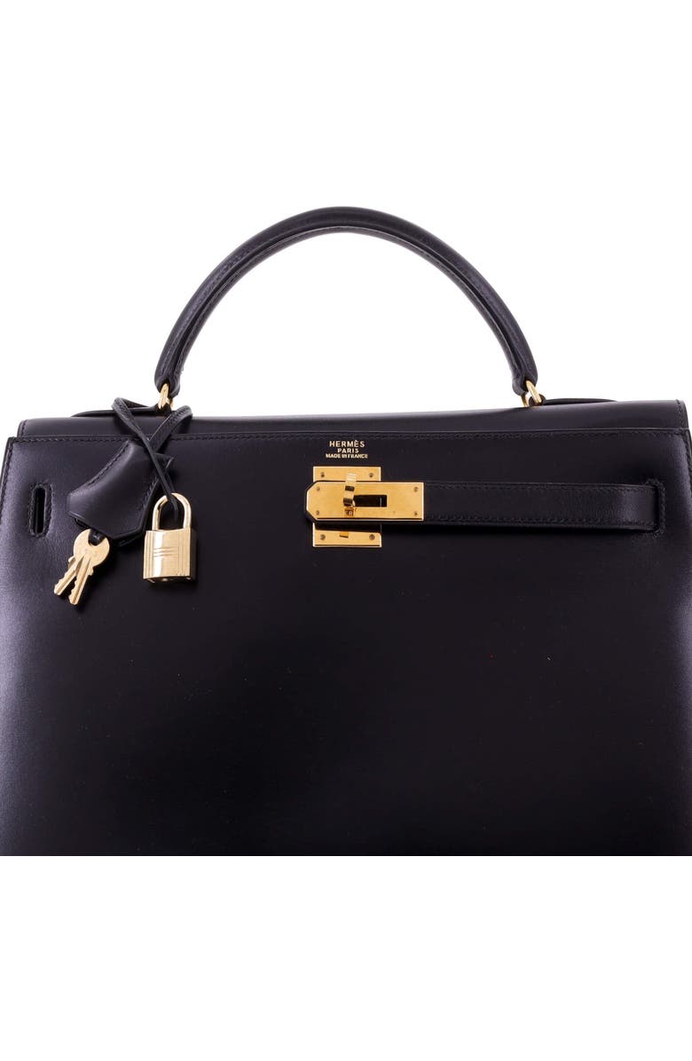 Pre-Owned Hermes Kelly Handbag Black Box Calf with Gold Hardware 32, Alternate, color, Noir