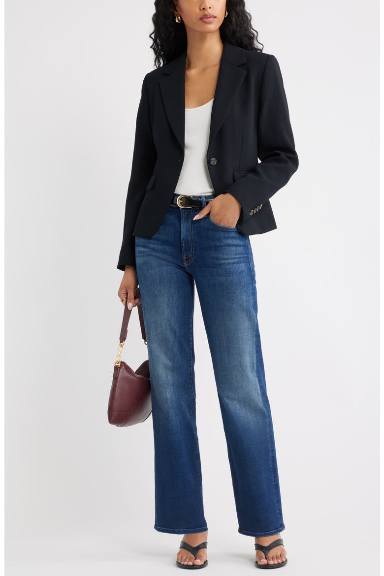 Curator Crepe Shrunken Blazer, Alternate, color, BLACK
