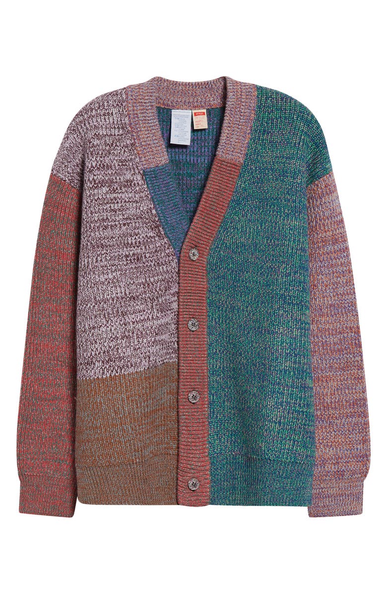 Waste Yarn Project Patti Metallic Colorblock One of a Kind Cardigan, Alternate, color, 