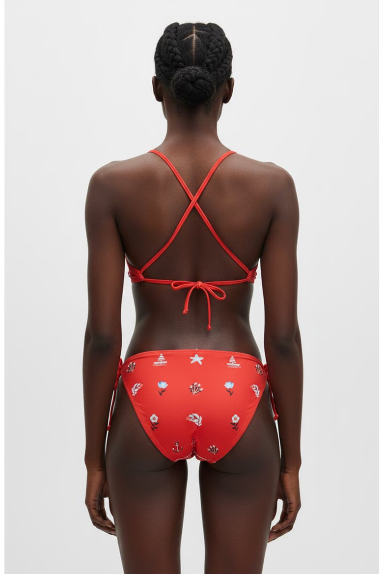 Coral Garden Reversible Triangle Bikini Top, Alternate, color, Red