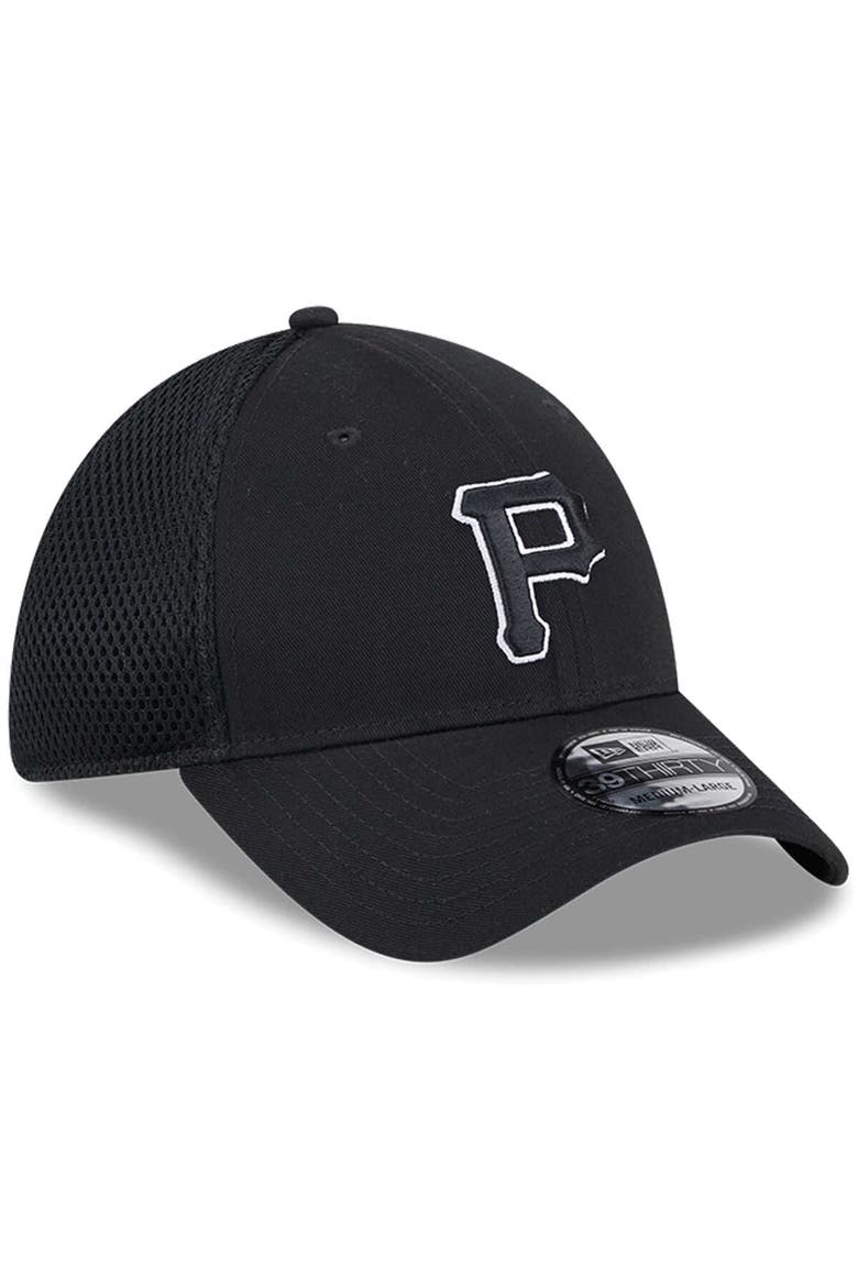 Men's New Era Pittsburgh Pirates Evergreen Black & White Neo 39THIRTY Flex Hat, Alternate, color, Black