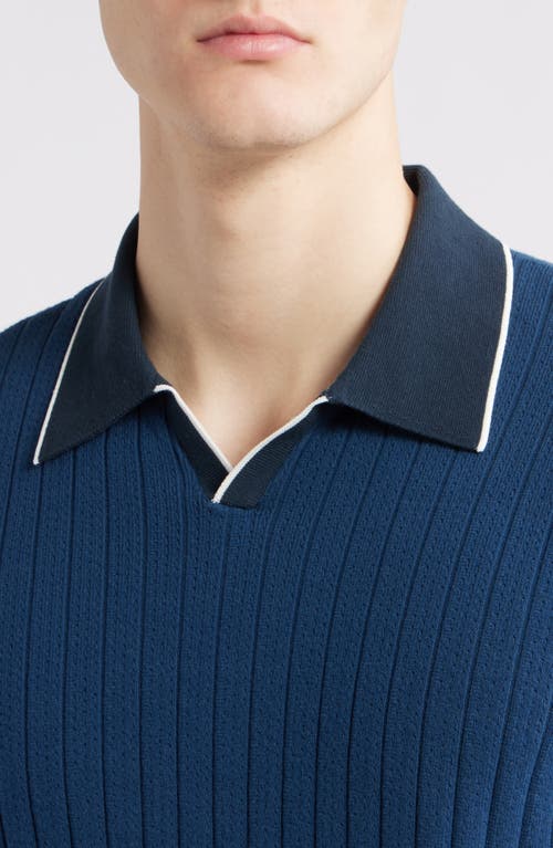 Rag & Bone Sanford Rib Johnny Collar Polo In Blue